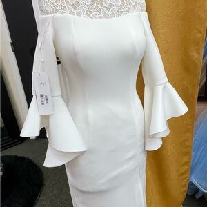 Elegant White Lace Women's Dress